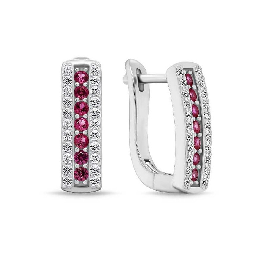 Brilio Silver Charming silver earrings with red zircons EA294DPW
