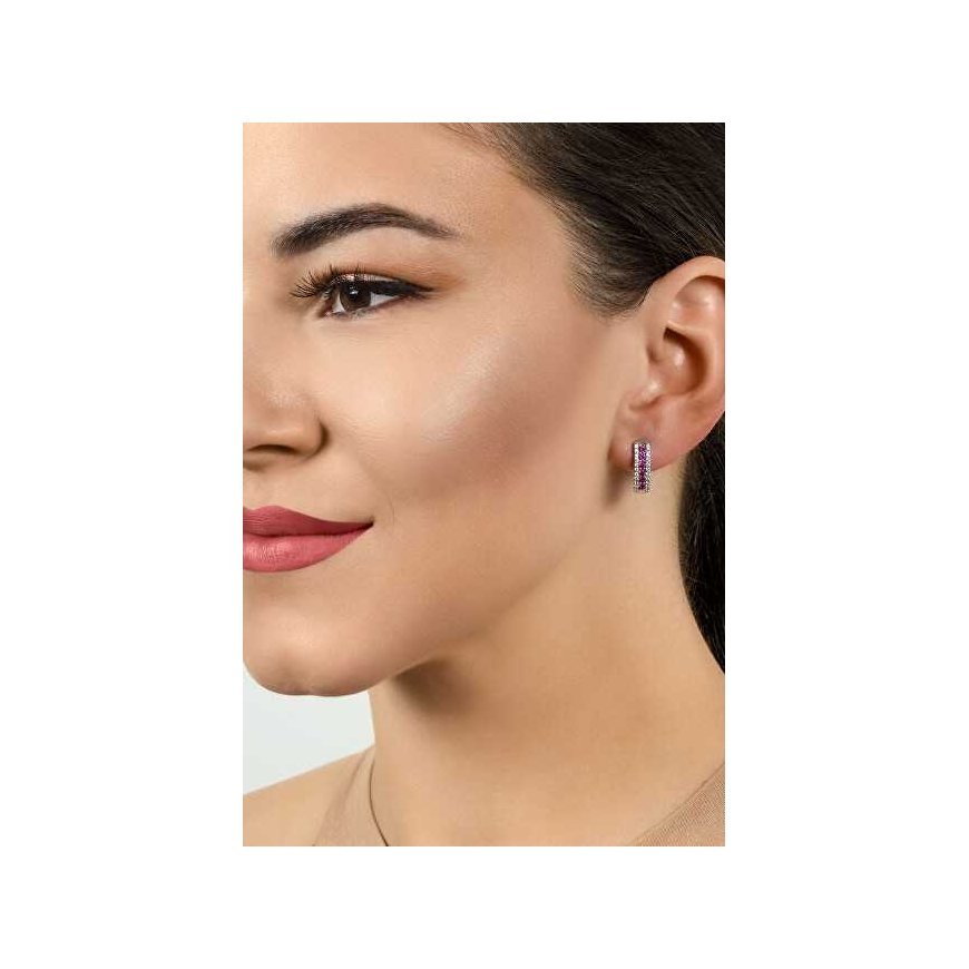 Brilio Silver Charming silver earrings with red zircons EA294DPW – 2