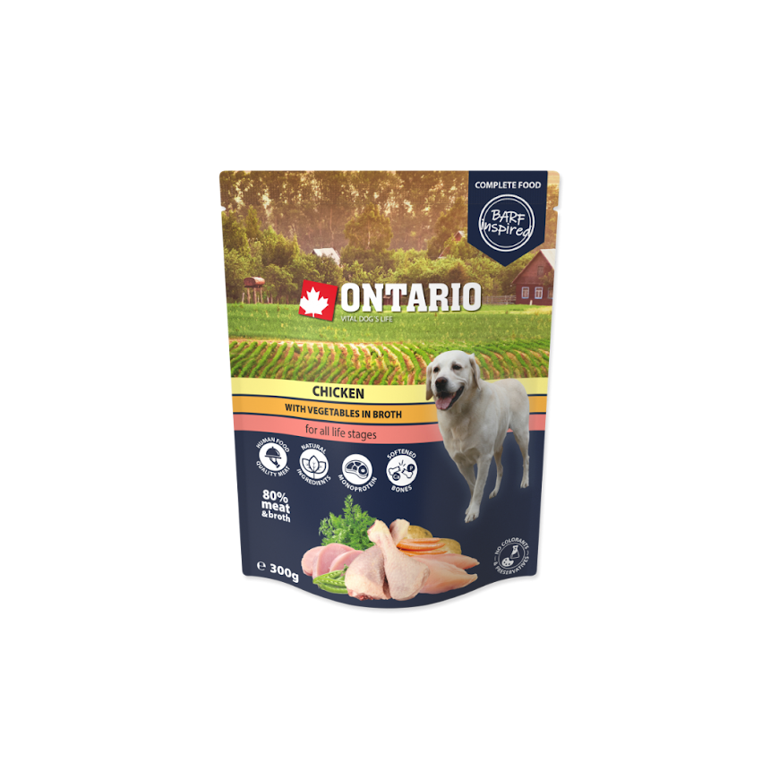 Canned dog food : Ontario Chicken with vegetables in broth, 300g