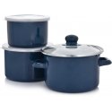Emalia Olkusz Pot set, dark blue, 3 pcs. Emalia Olkusz Pot set, dark blue, 3 pcs.