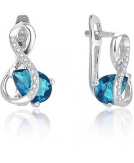 Beneto Dazzling silver earrings with turquoise zircon AGUC2692-T