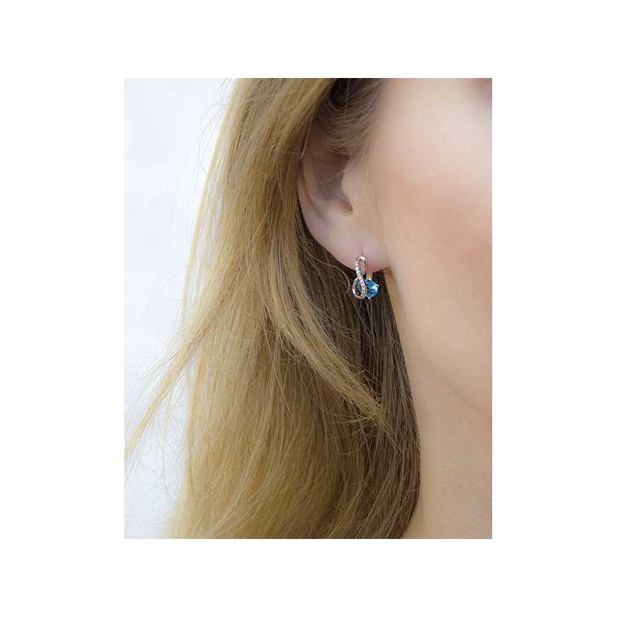 Beneto Dazzling silver earrings with turquoise zircon AGUC2692-T – 2