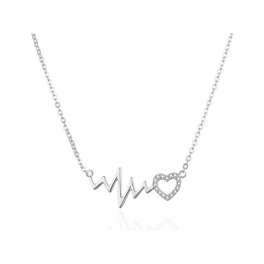 Agate Silver Necklace ECG Curve and Heart AGT-N015W