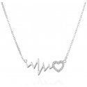 Agate Silver Necklace ECG Curve and Heart AGT-N015W Agate Silver Necklace ECG Curve and Heart AGT-N015W
