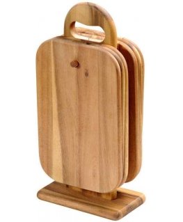 Cutting boards, on a stand, acacia, 6 pieces, "Kesper"
