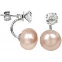 Jwl Luxury Pearls Sidabrinis auskarai su tikru lašišos perlu ir kristalu 2in1 JL0216 Jwl Luxury Pearls Sidabrinis auskarai su tikru lašišos perlu ir kristalu 2in1 JL0216