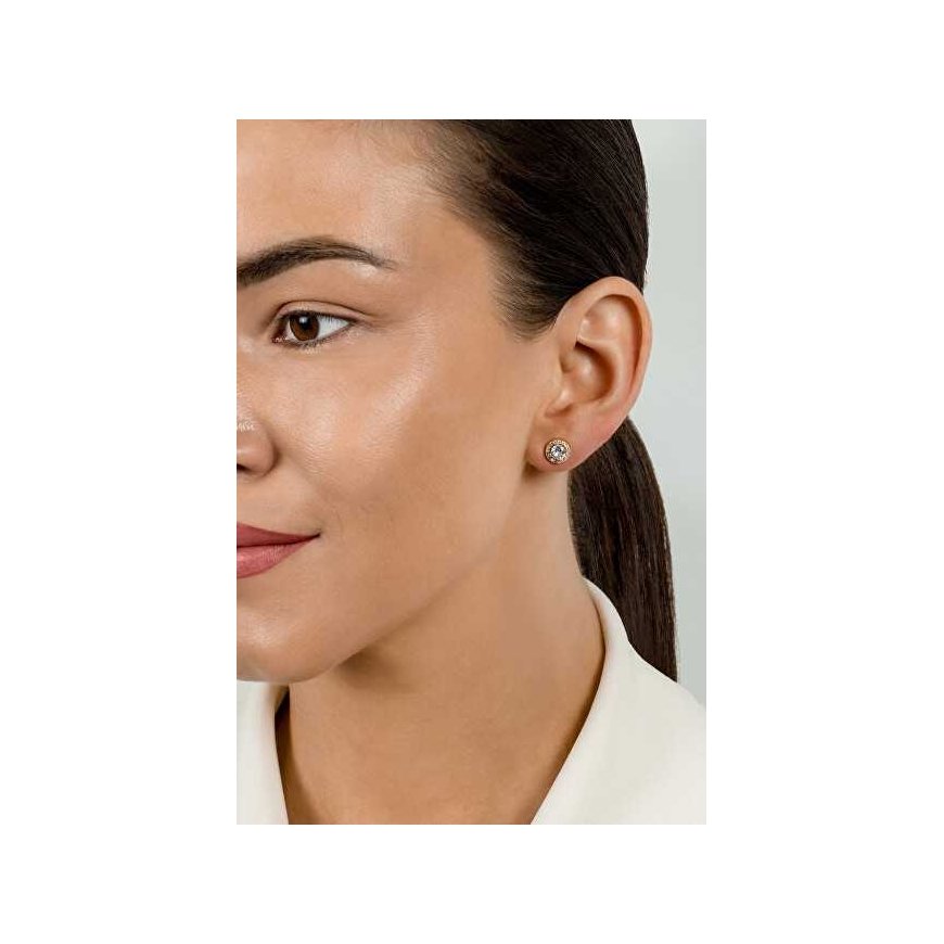 Brilio Silver Beautiful bronze earrings with zircons EA604R