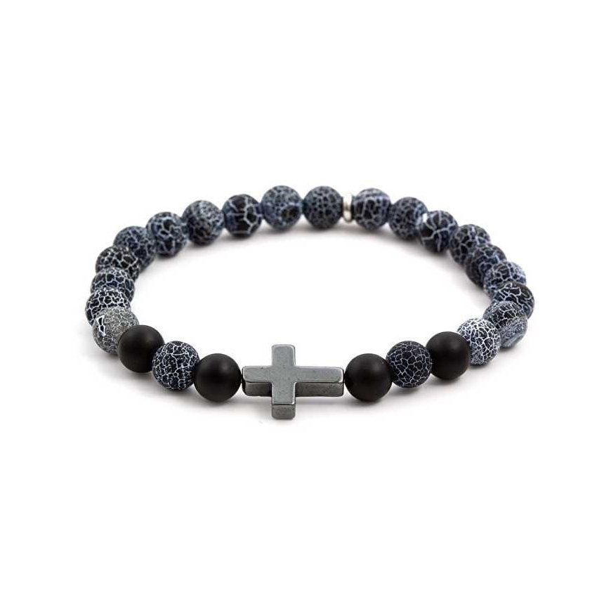 Beneto Bennett agate and hematite bead