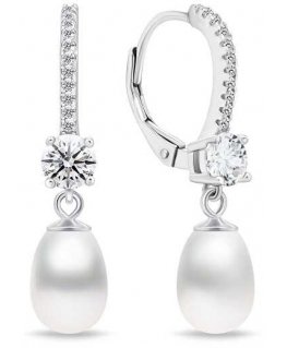 Brilio Silver Tyylikkäät hopeiset korvakorut helmillä EA634W