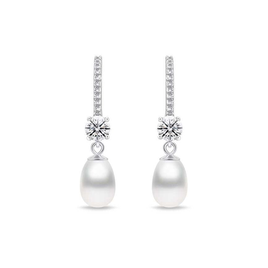 Brilio Silver Elegant silver earrings with pearls EA634W – 2