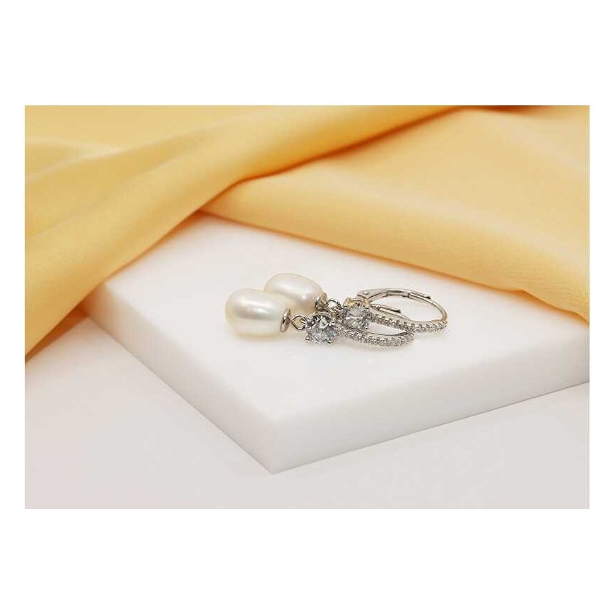 Brilio Silver Elegant silver earrings with pearls EA634W – 5