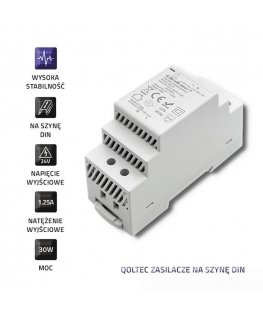 Qoltec DIN rail power supply | 30W | 24V | 1.25A | Gray