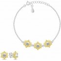 Brilio Silver Floral two-tone jewelry set with zircons SET279WY (earrings, bracelet) Brilio Silver Floral two-tone jewelry set with zircons SET279WY (earrings, bracelet)