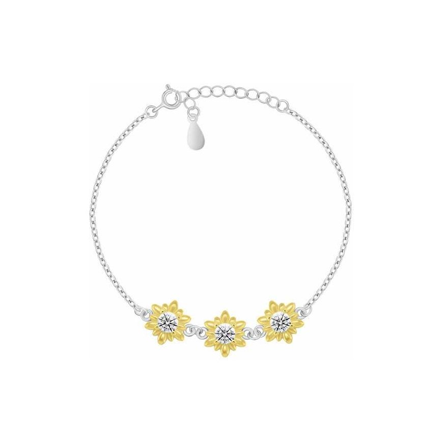 Brilio Silver Floral kaksisävyinen korusetti zirkoneilla SET279WY (korvakorut, rannekoru) – 3