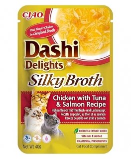 INABA CAT Dashi Delights Silky Broth Vistas gaļa ar lasi - kaķu kārums - 40g