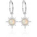 Troli Steel earrings with white synthetic opals 2in1 Troli Steel earrings with white synthetic opals 2in1