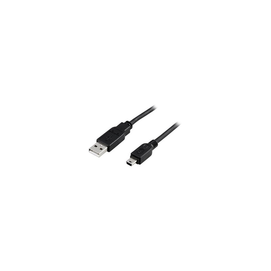 Deltaco USB 2.0 Cable A/mini B, 2m USB kabelis USB A Mini-USB B Melns