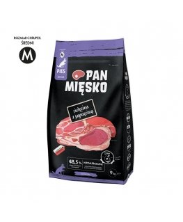 PAN MIĘSKO Veal with Lamb Senior Crunchy M - Dry Dog Food - 9kg