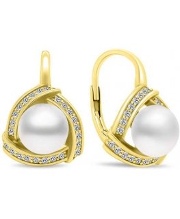 Brilio Silver Brilio Silver Luxury pearl earrings in gold-plated silver EA393Y