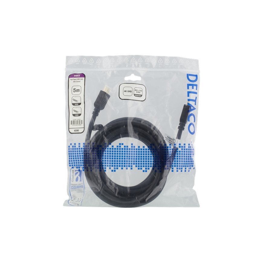 Deltaco HDMI-1050D HDMI kabelis 5 m HDMI Type A (Standard) Melns – 2