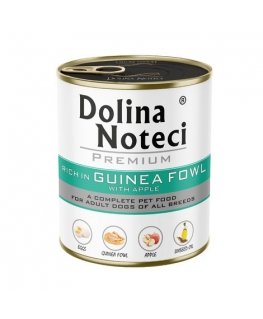 DOLINA NOTECI Premium turtingas perlinių vištų su obuoliu – šlapias šunų maistas – 800g