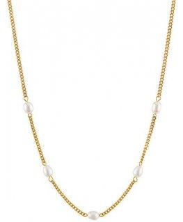 Troli Charming gold-plated necklace with pearls