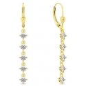 Brilio Silver Gorgeous gold-plated dangling earrings with clear zircons EA1008Y
