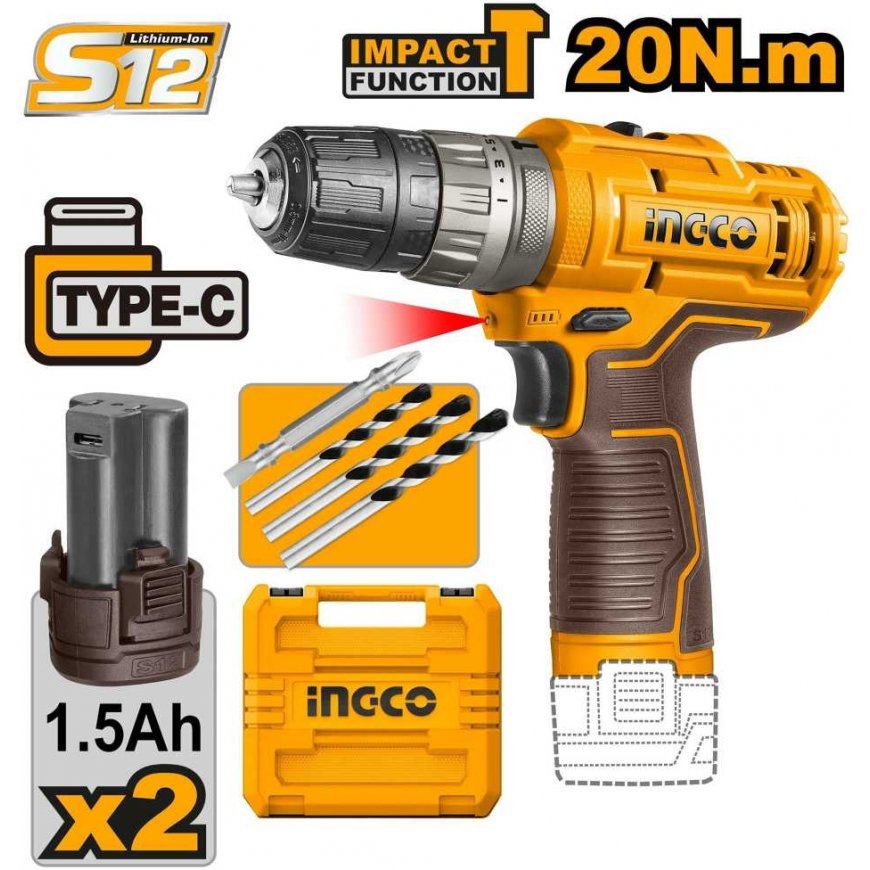 Ingco CIDLI12202E cordless impact screwdriver incl. 2pcs battery – 3