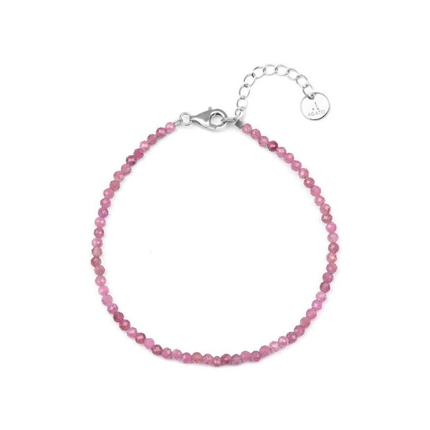 Agate Mineral Bracelet with Pink Tourmaline POL-B19/21L