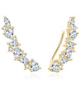Beneto Beautiful long earrings with clear zircons AGUP3299W-GOLD
