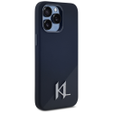 Karl Lagerfeld Silicone Shadow Metal Initial MagSafe Apple iPhone 15 Pro Case Musta
