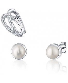Jwl Luxury Pearls Modern Gold Plated Earring Set (1x Earring, 2x Stone Earring) JL0808