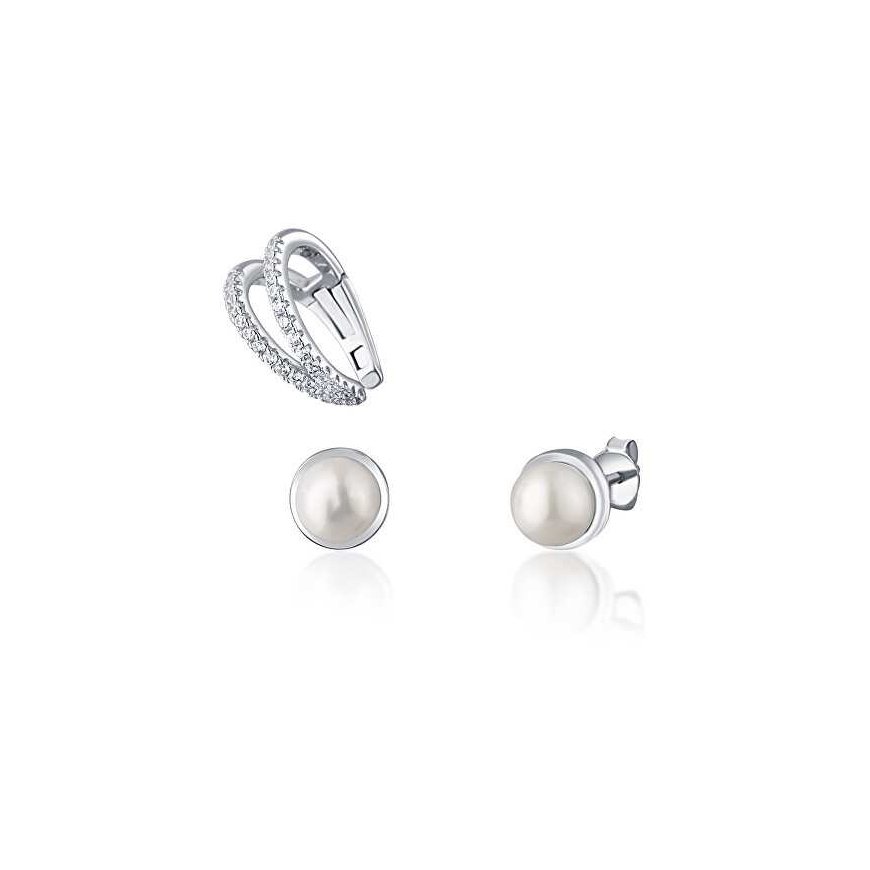 Jwl Luxury Pearls Modern Gold Plated Earring Set (1x Earring, 2x Stone Earring) JL0808