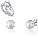 Jwl Luxury Pearls Modern Gold Plated Earring Set (1x Earring, 2x Stone Earring) JL0808