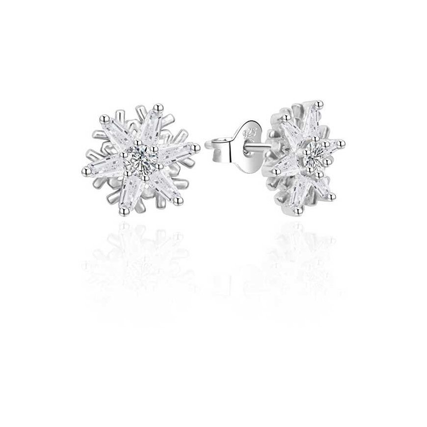 Agata Silver Sparkling Earrings Snowflakes AGT-E007PW