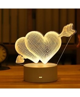 EXTRALINK HOME LAMPKA NOCNA PRZEBITE SERCA 3D ILUZJA OPTYCZNA DO SYPIALNI USB