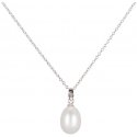 Jwl Luxury Pearls Silver necklace with right pearl 45 cm JL0436 Jwl Luxury Pearls Silver necklace with right pearl 45 cm JL0436