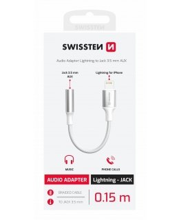 Swissten Textile Lightning to Jack 3.5mm Audio Adapter 15cm