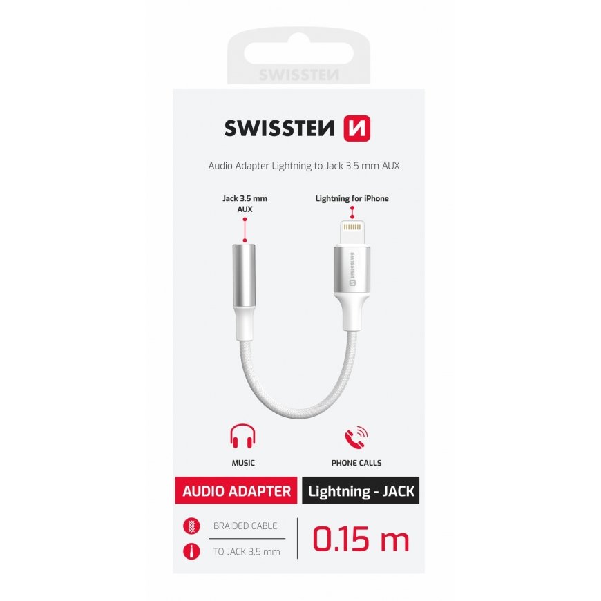 Swissten Textile Lightning to Jack 3