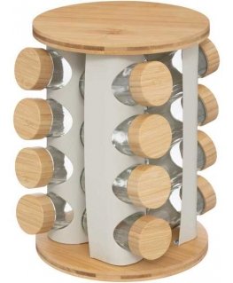 Bamboo Rotating spice rack SENSIA 13 jars with bamboo lids