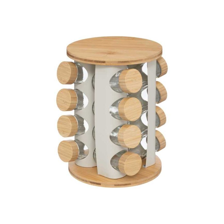 Bamboo Rotating spice rack SENSIA 13 jars with bamboo lids