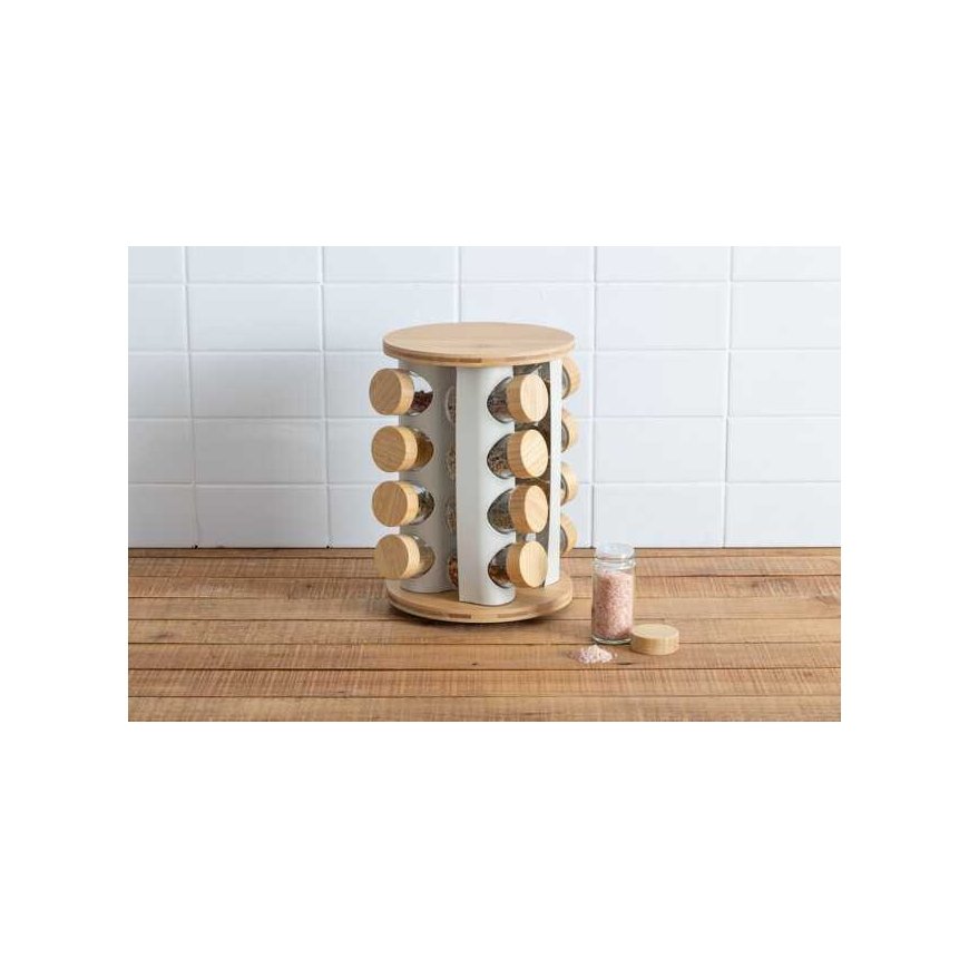 Bamboo Rotating spice rack SENSIA 13 jars with bamboo lids – 2