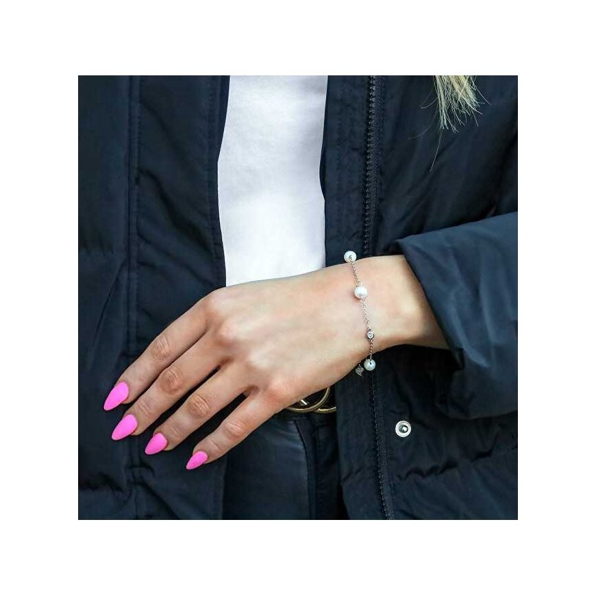 Beneto Elegant sidabrinė apyrankė su perlais AGB411/21P – 2