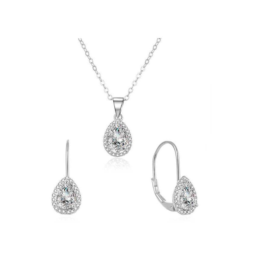 Benet Silver jewelry set with zircons AGSET194R (necklace, earrings)