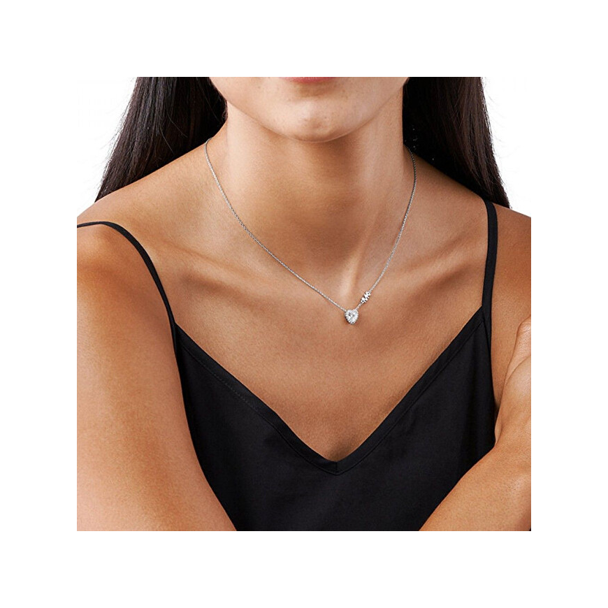 Michael Kors Delicate sidabrinis karoliai su Pavé Heart cirkoniais MKC1520AN040 – 3