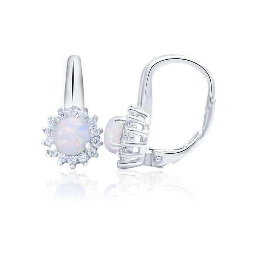 Beneto Silver earrings with opal crystals AGUC1205