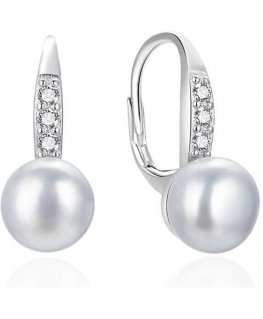 Agat Silver dangle earrings with pearls and zircons AGT-E093LW-P