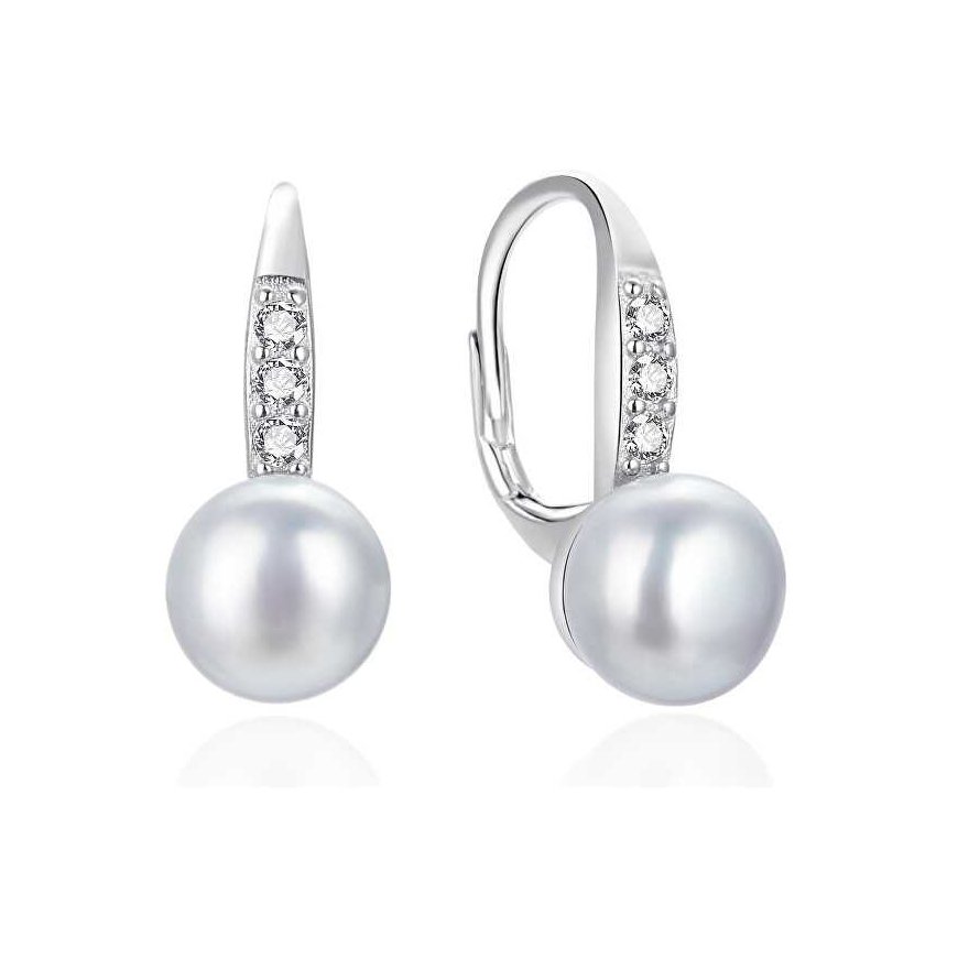Agat Silver dangle earrings with pearls and zircons AGT-E093LW-P