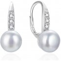 Agat Silver dangle earrings with pearls and zircons AGT-E093LW-P Agat Silver dangle earrings with pearls and zircons AGT-E093LW-P