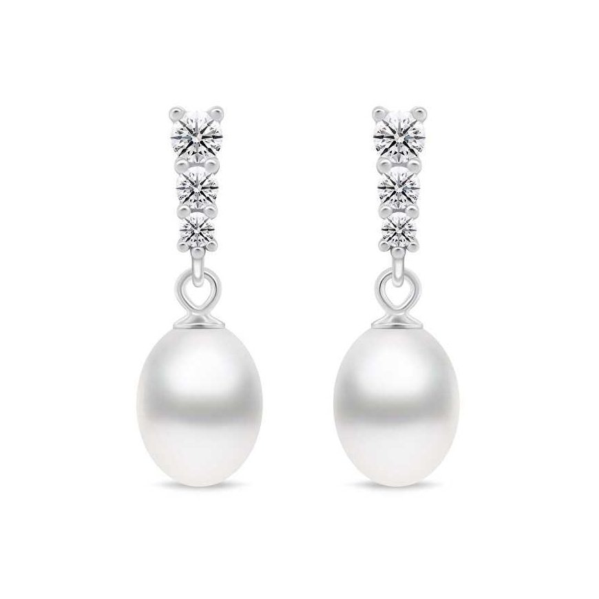 Brilio Silver Charming silver earrings with zircons and pearls EA1046W – 2